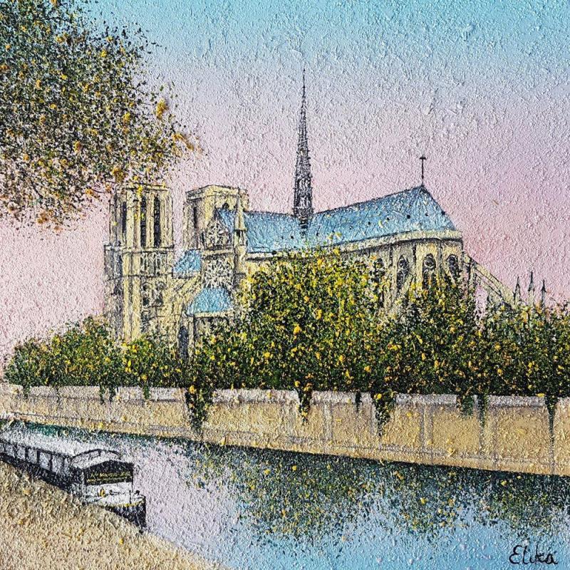 Painting Une Notre-Dame rosée by Dessapt Elika | Painting Figurative Landscapes, Life style, Urban