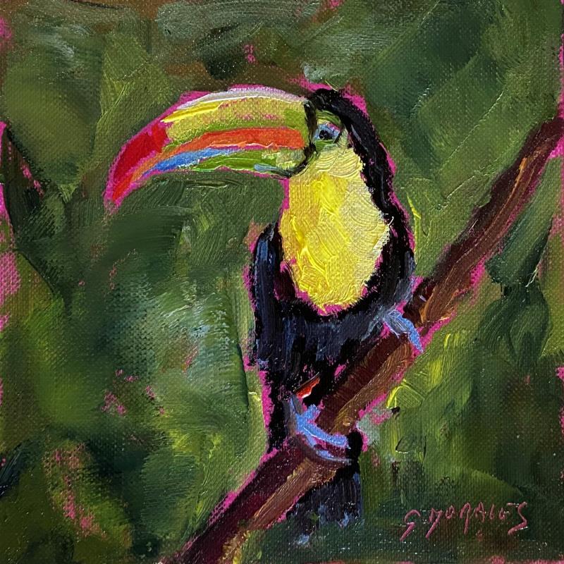 Painting TOUCAN by Morales Géraldine | Painting Figurative Animals Oil Acrylic