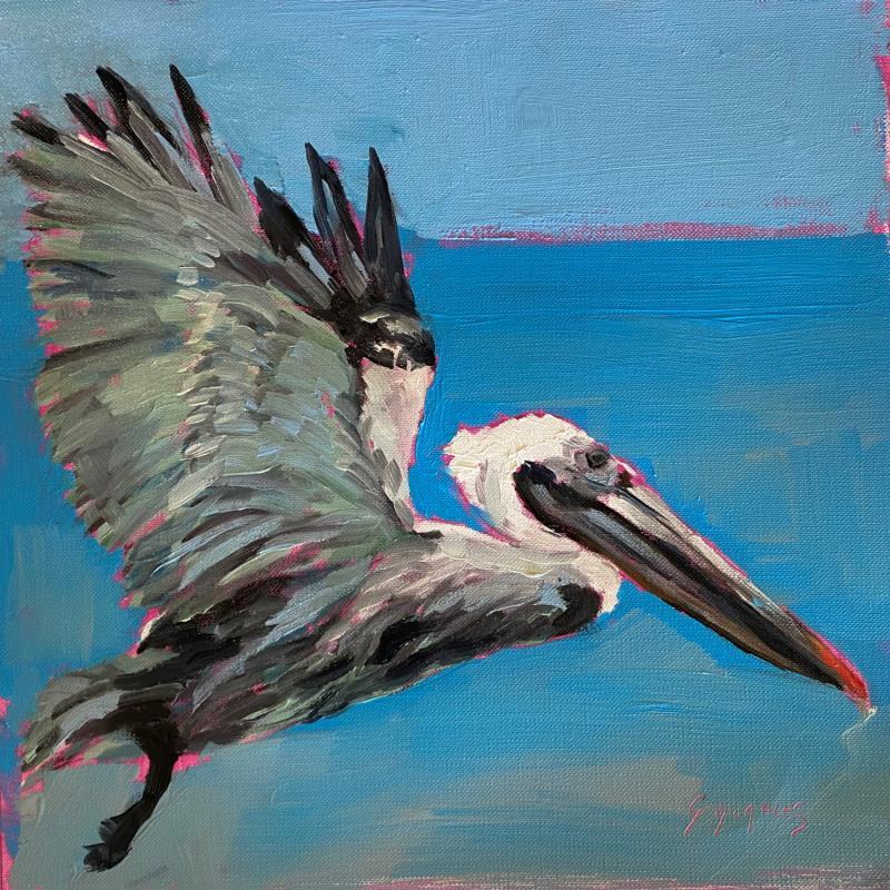 Painting LE PELICAN by Morales Géraldine | Painting Figurative Acrylic, Oil Animals
