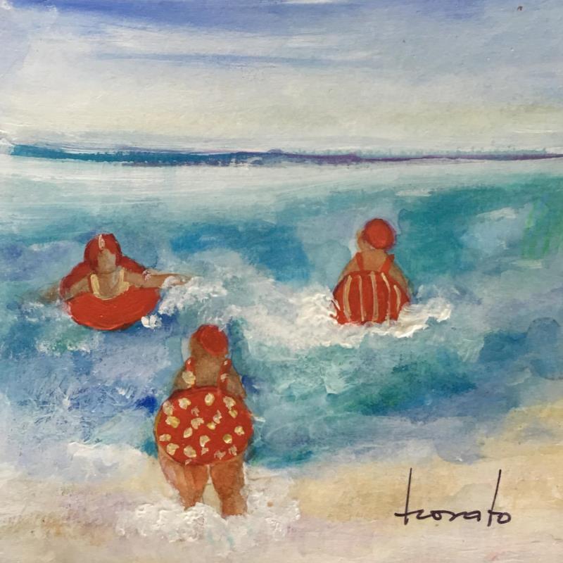 Painting Verano feliz by Trovato Cristina | Painting Naive art Marine Life style Watercolor