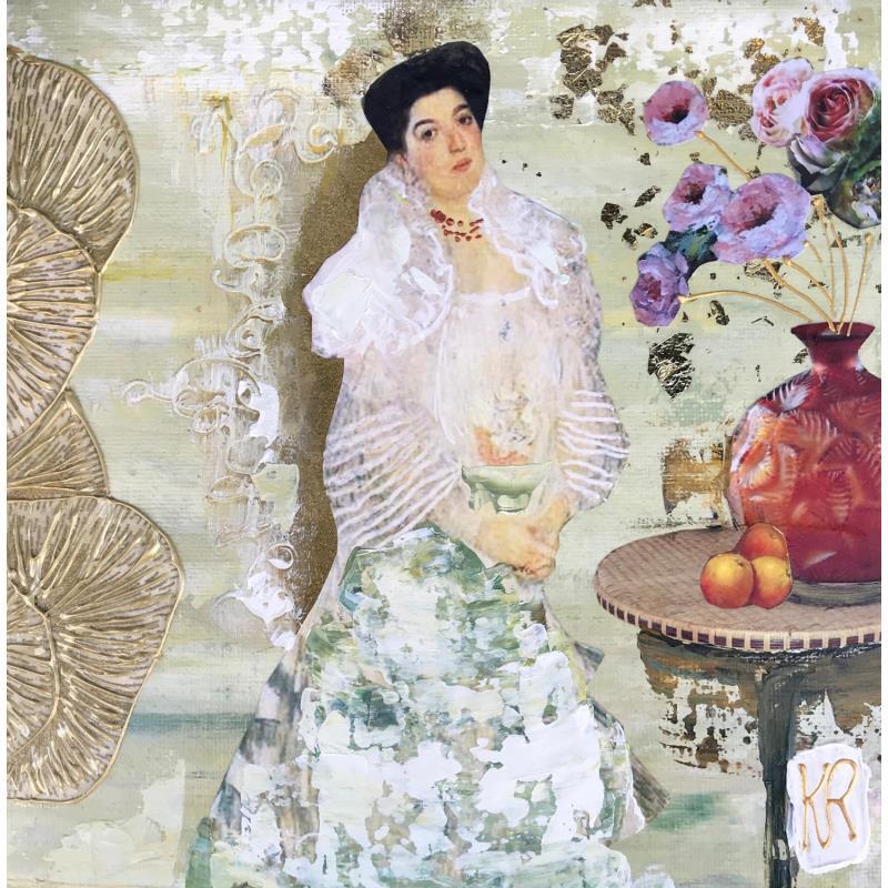 Gemälde Les roses de Loula von Romanelli Karine | Gemälde Figurativ Acryl, Collage Alltagsszenen, Pop-Ikonen