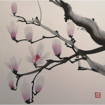 Painting Under the magnolia by De Giorgi Mauro | Painting Raw art Mixed Landscapes