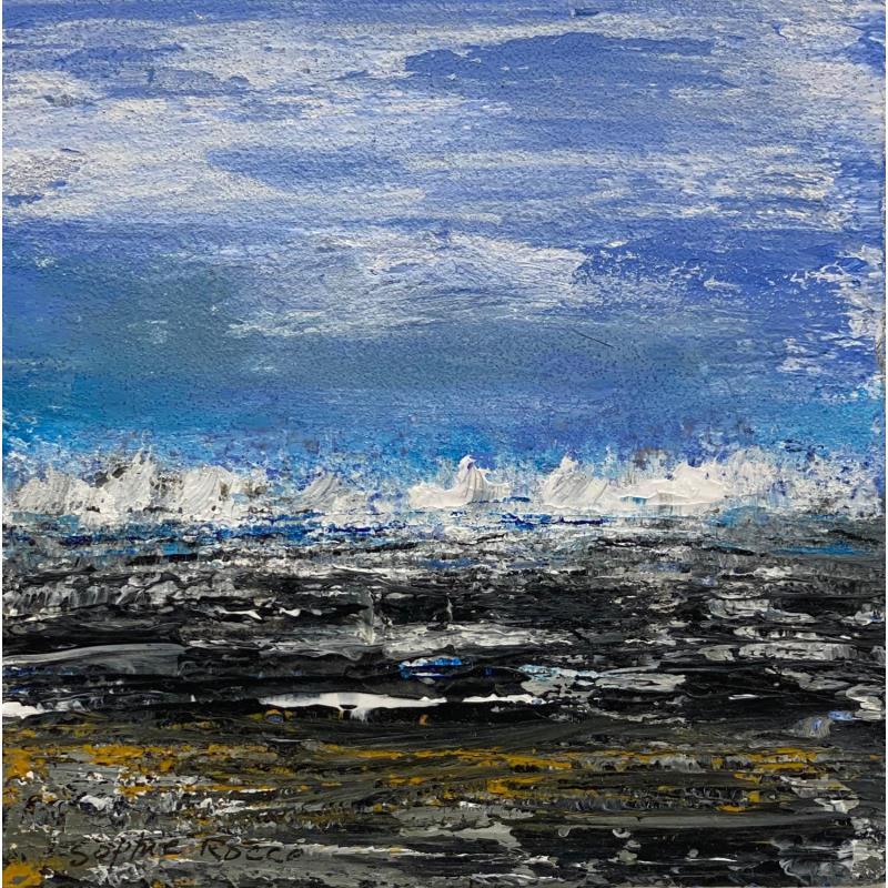 Gemälde Cobalt  von Rocco Sophie | Gemälde Abstrakt Minimalistisch Öl Acryl Collage Sand