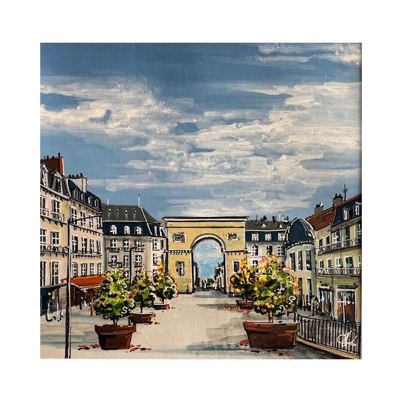 Peinture La place de la porte Guillaume à Dijon par Touras Sophie-Kim  | Tableau Figuratif Paysages Urbain