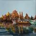 Peinture Les péniches du port du canal Dijon par Touras Sophie-Kim  | Tableau Figuratif Paysages Urbain Scènes de vie