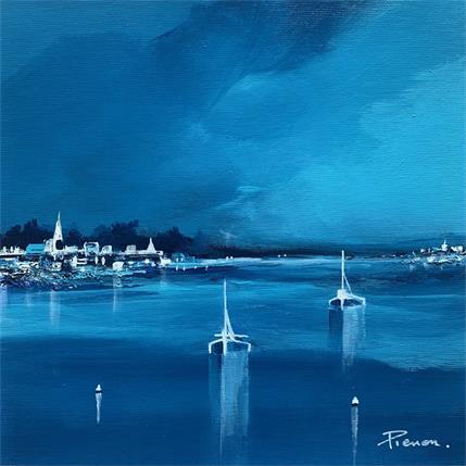 Peinture Blue horizon  par Pienon Cyril | Tableau Figuratif Mixte Marines, Paysages