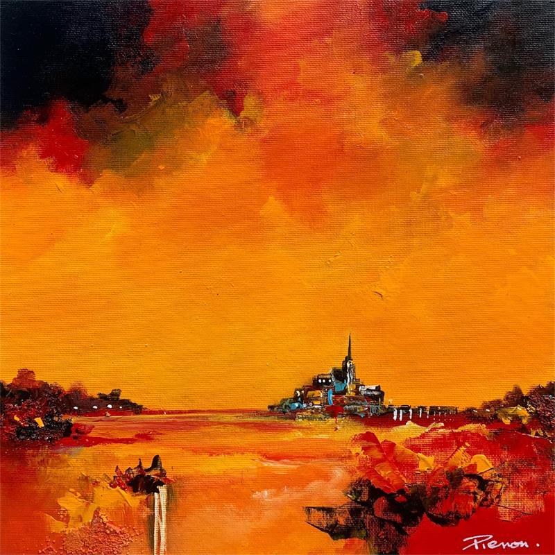 Painting Le Mont St Michel by Pienon Cyril | Painting Figurative Landscapes Marine Acrylic