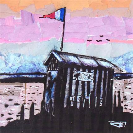 Painting Cabane sur la plage du Touquet by G. Carta | Painting Pop art Mixed Landscapes, Marine, Urban