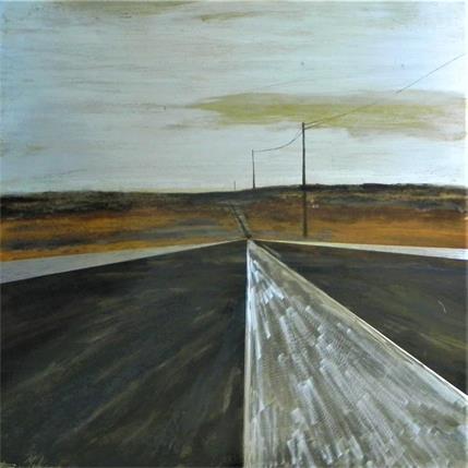 Peinture Route sur le causse Méjean par Mahieu Bertrand | Tableau Art Singulier Mixte Paysages