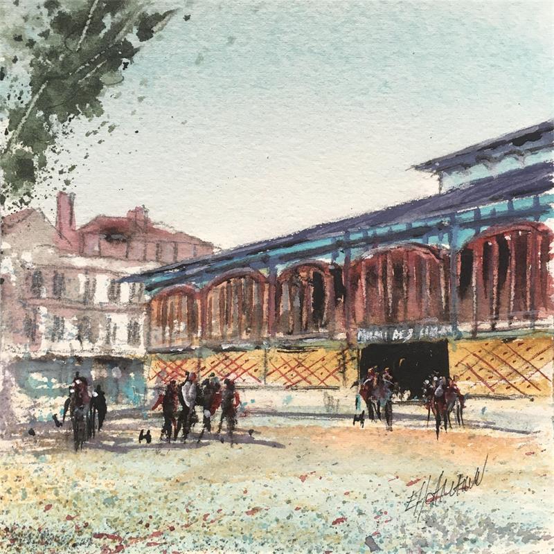 Painting Troyes n°116 Les halles by Hoffmann Elisabeth | Painting Figurative Landscapes Urban Watercolor