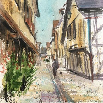 Painting Troyes n°119 Rue Linard Gonthier by Hoffmann Elisabeth | Painting Figurative Watercolor Landscapes, Pop icons, Urban
