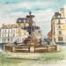 Peinture Troyes n°120 Fontaine Argence par Hoffmann Elisabeth | Tableau Figuratif Paysages Urbain Aquarelle