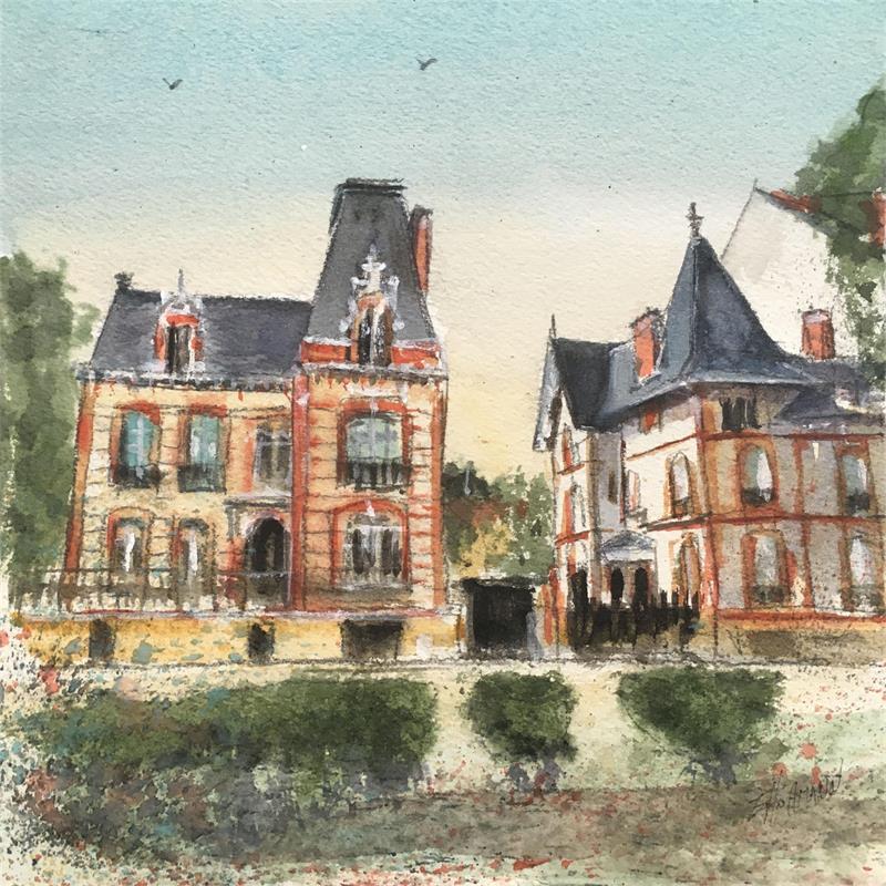 Painting Troyes n°127 Boulevard Gambetta by Hoffmann Elisabeth | Painting Figurative Watercolor Landscapes, Pop icons, Urban