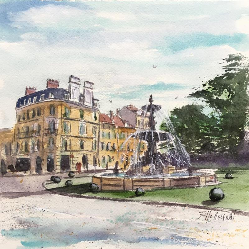 Painting Troyes 134 Fontaine Argence by Hoffmann Elisabeth | Painting Figurative Urban Watercolor