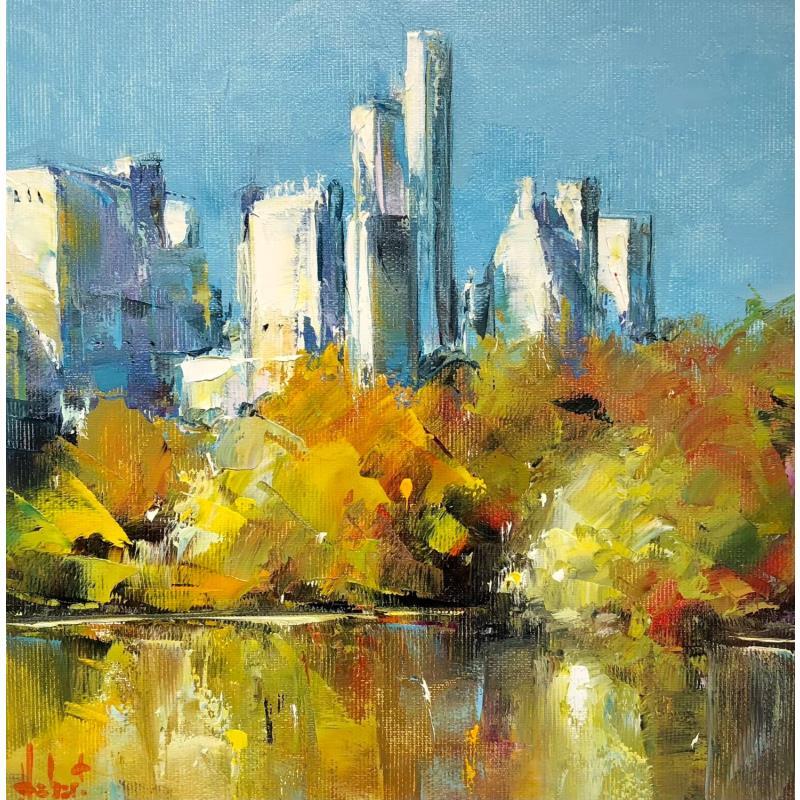 Painting Central park by Hébert Franck | Painting Figurative Oil
