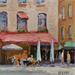 Painting Café du Soleil by Arkady | Painting Figurative Urban Oil