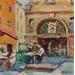Peinture Un café en terrasse par Arkady | Tableau Figuratif Urbain Huile
