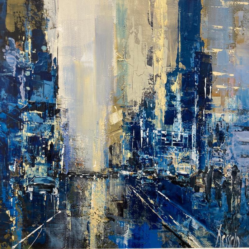 Painting Blue night by Dessein Pierre | Painting Abstract Oil