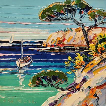 Painting Mouillage dans la calanque by Corbière Liisa | Painting Figurative Oil Landscapes, Marine