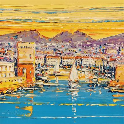 Painting On arrive au vieux port by Corbière Liisa | Painting Figurative Oil Landscapes, Marine, Urban