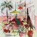 Painting Déjeuner au jardin by Colombo Cécile | Painting Figurative Landscapes Acrylic Gluing Ink