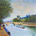 Peinture Le Louvre et la Seine, Paris par Dessapt Elika | Tableau Figuratif Paysages Urbain Scènes de vie