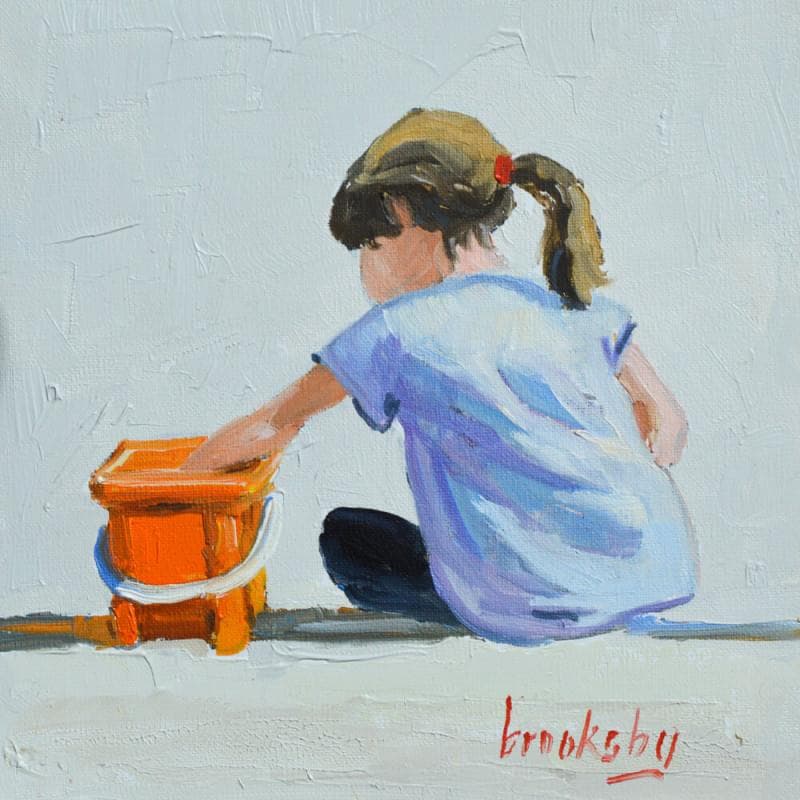 Painting Orange bucket by Brooksby | Painting Figurative Acrylic Urban