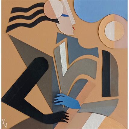 Painting Buste au gant bleu by Gustavsen Karl | Painting Subject matter Cardboard, Gluing, Wood Life style, Pop icons