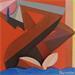 Peinture La baigneuse noire par Gustavsen Karl | Tableau Figuratif Matiérisme Marine Scènes de vie Nu Bois Carton Collage