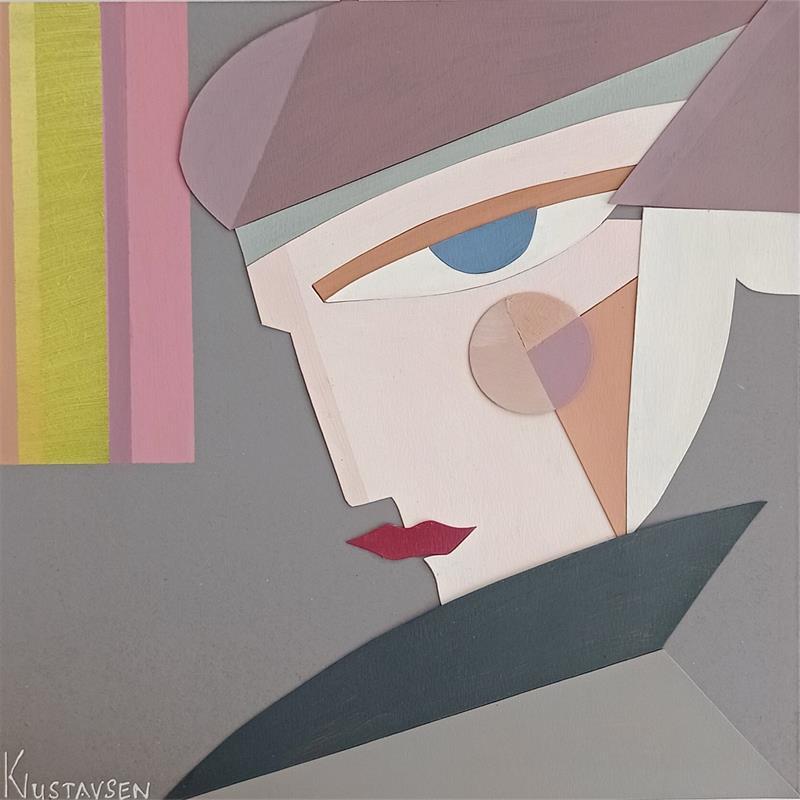 Painting Profil au béret by Gustavsen Karl | Painting Subject matter Cardboard, Gluing, Wood Life style