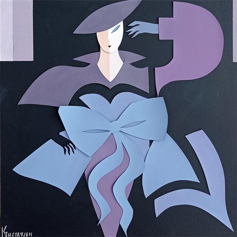 Gemälde Purple couture von Gustavsen Karl | Gemälde Materialismus Collage, Holz, Pappe Alltagsszenen