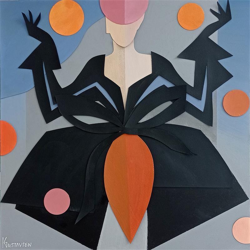Gemälde Black party von Gustavsen Karl | Gemälde Figurativ Materialismus Alltagsszenen Holz Pappe Collage