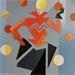 Gemälde Orange Circus von Gustavsen Karl | Gemälde Figurativ Materialismus Alltagsszenen Holz Pappe Collage