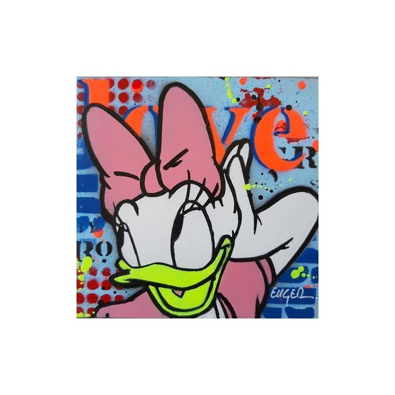 Painting DAISY LOVE by Euger Philippe | Painting Pop-art Pop icons Graffiti Cardboard Acrylic Gluing