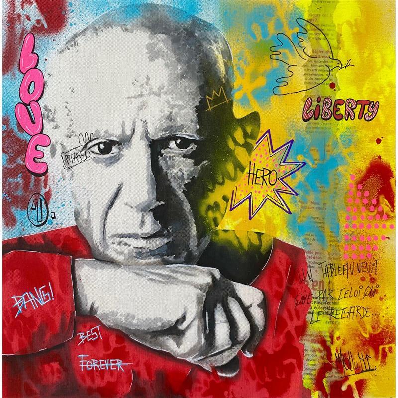 Painting Picasso by Molla Nathalie  | Painting Pop art Mixed Pop icons