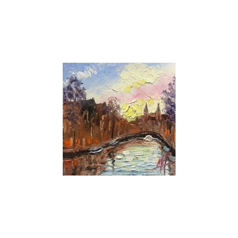 Painting a little canal by De Jong Marcel | Painting Figurative Landscapes Oil