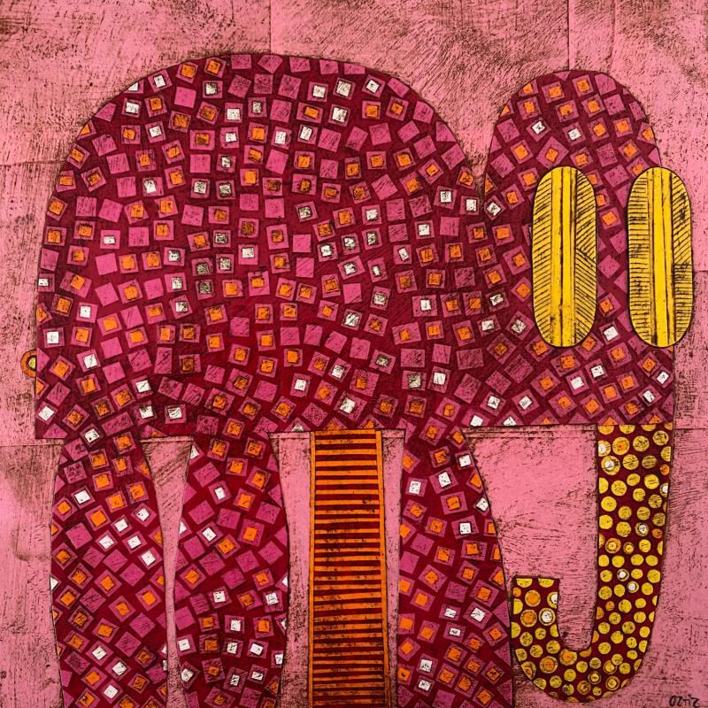 Painting Elephant 1 by Ortiz Gustavo | Painting  Gluing