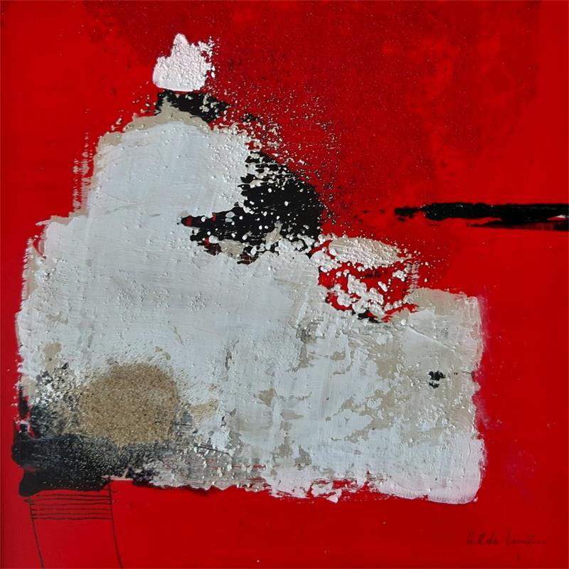 Peinture abstract red B12 par Wilms Hilde | Tableau Abstrait carton, Collage
