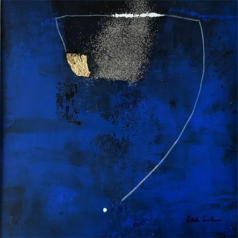 Peinture abstract blue B16 par Wilms Hilde | Tableau Abstrait Mixte
