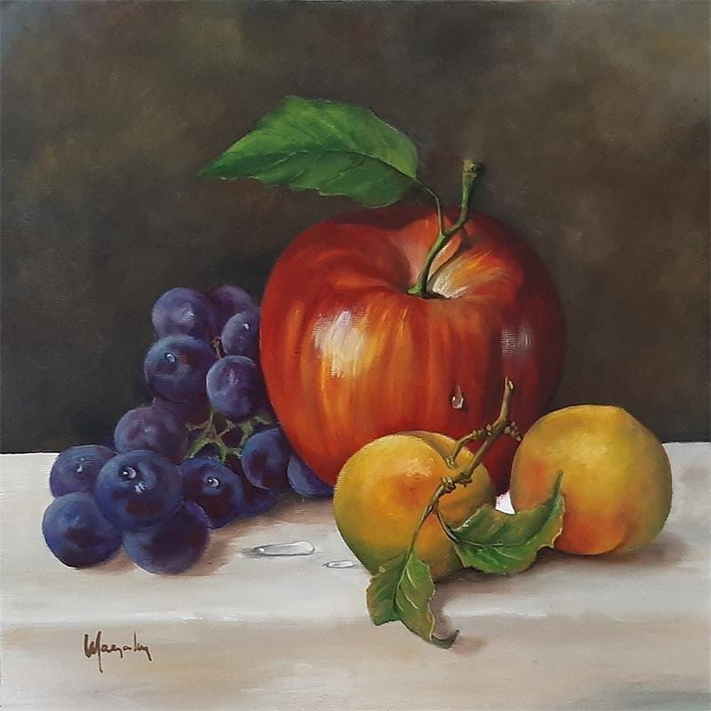 Painting Classic fruit arrangement by Gouveia Magaly  | Painting Figurative Life style Still-life Oil