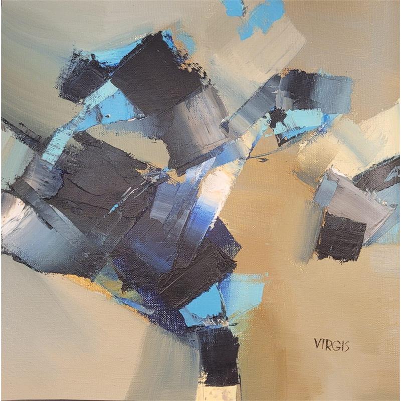 Painting Blue spot walks by Virgis | Painting Abstract Oil Minimalist