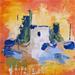 Painting Mas de lumiere by Bastide d´Izard Armelle | Painting Abstract Landscapes Oil