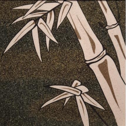 Peinture Bambous sur serpentine par Jovys Laurence  | Tableau Matiérisme Sable Paysages