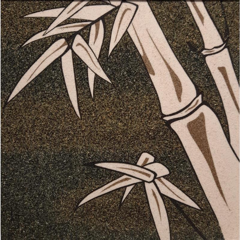 Peinture Bambous sur serpentine par Jovys Laurence  | Tableau Matiérisme Paysages Sable