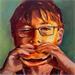 Gemälde Burger time von Ulrich Julia | Gemälde Figurativ Porträt Alltagsszenen Holz Öl