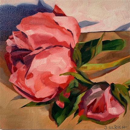 Painting Peonie by Ulrich Julia | Painting Figurative Cardboard, Oil Life style, Pop icons, still-life