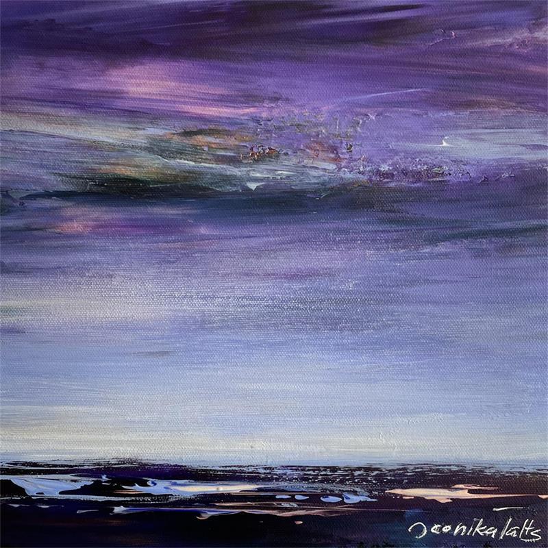 Peinture Purple Sky par Talts Jaanika | Tableau Abstrait Acrylique Marine, Paysages