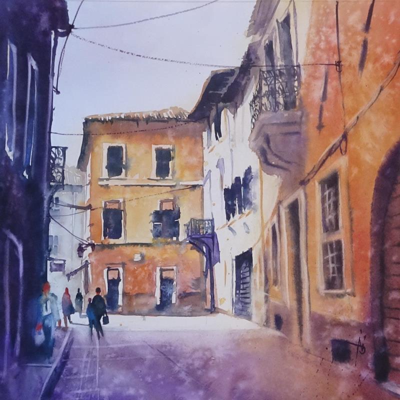 Painting Ombre et Soleil by Abbatucci Violaine | Painting Figurative Urban Watercolor