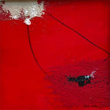 Gemälde abstract red A14 von Wilms Hilde | Gemälde Abstrakt Collage, Pappe Minimalistisch