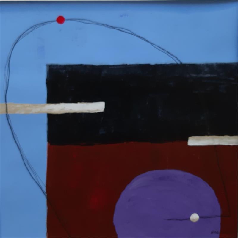 Painting abstract blue D7 by Wilms Hilde | Painting Abstract Minimalist Cardboard Gluing